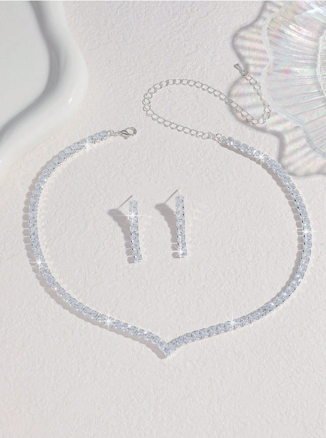 Set Violetta - colier si cercei - Tennis White