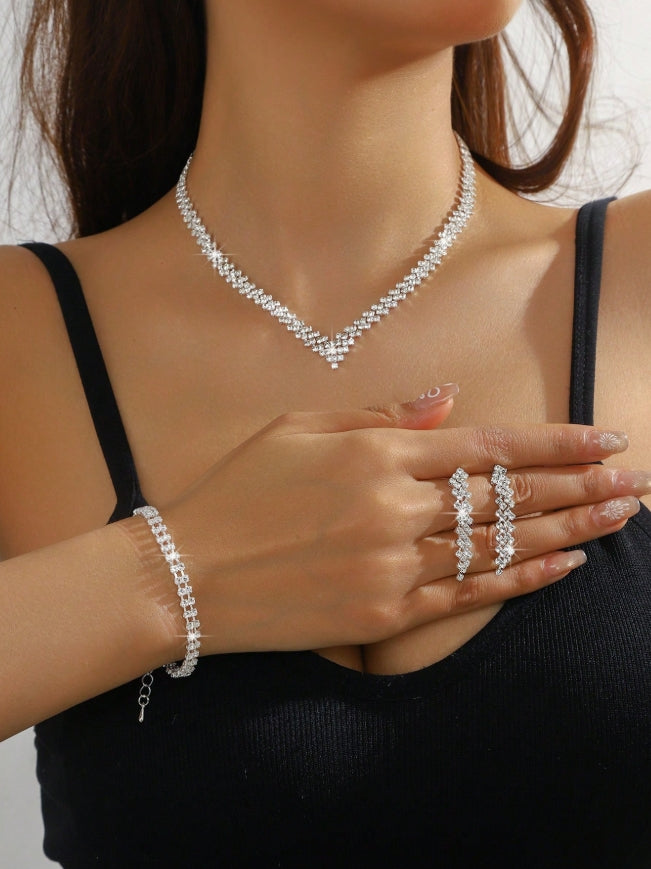 Set Eagle - colier ,bratara ,cercei - Silver White