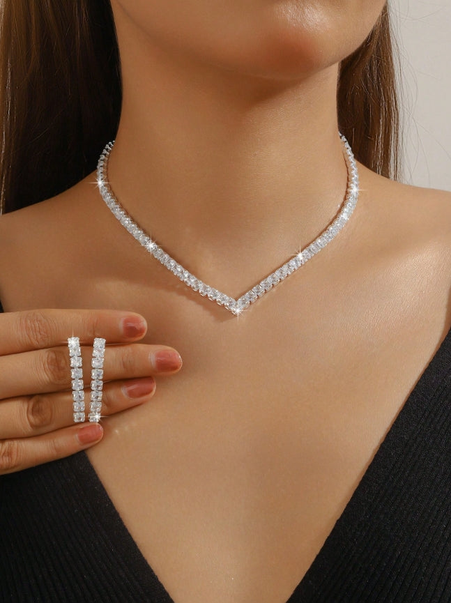 Set Violetta - colier si cercei - Tennis White