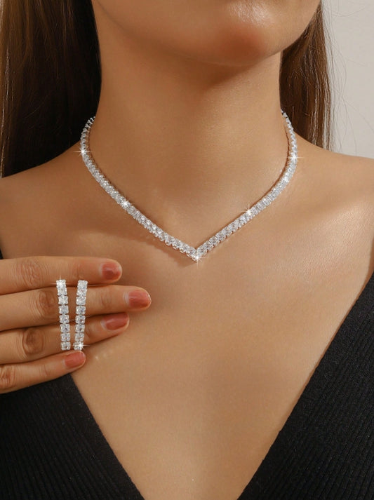 Set Violetta - colier si cercei - Tennis White