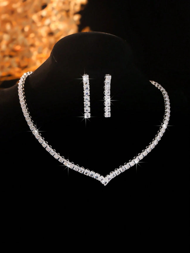 Set Violetta - colier si cercei - Tennis White