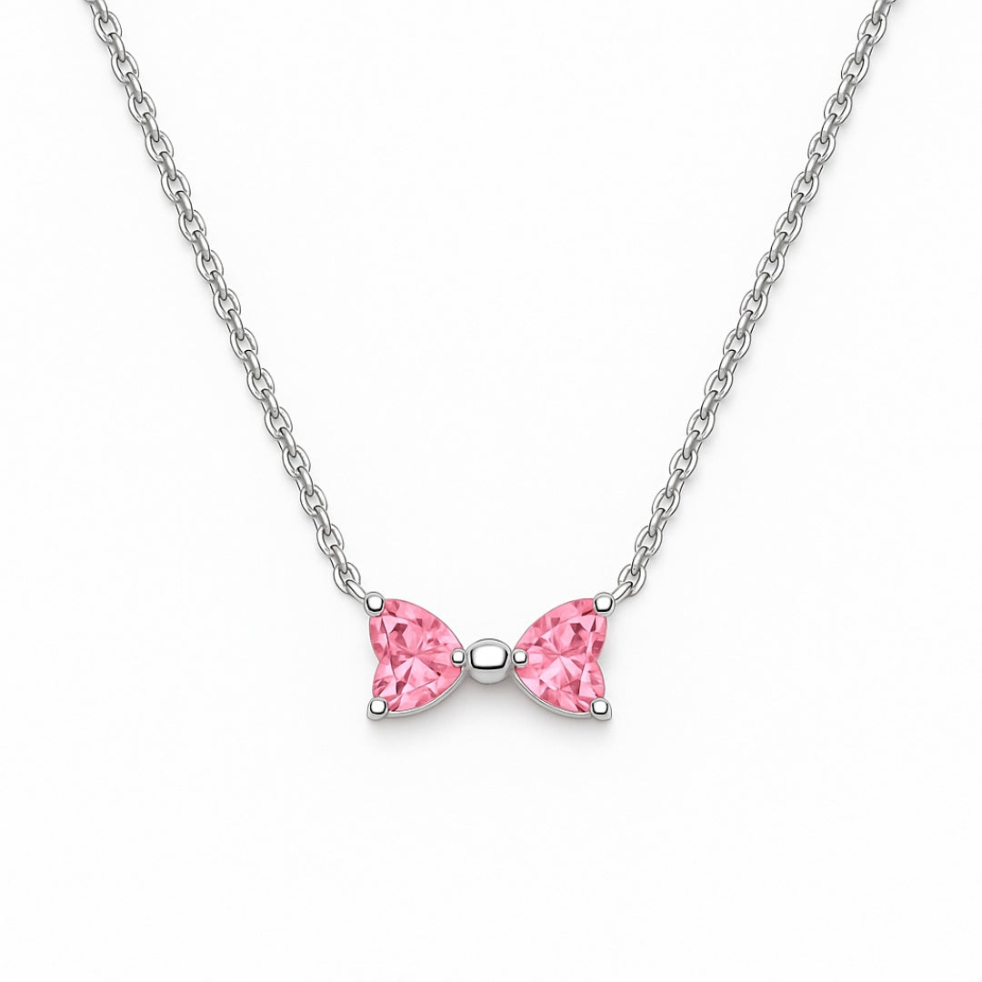Set Pink Bow - colier ,bratara ,cercei - Argint 925
