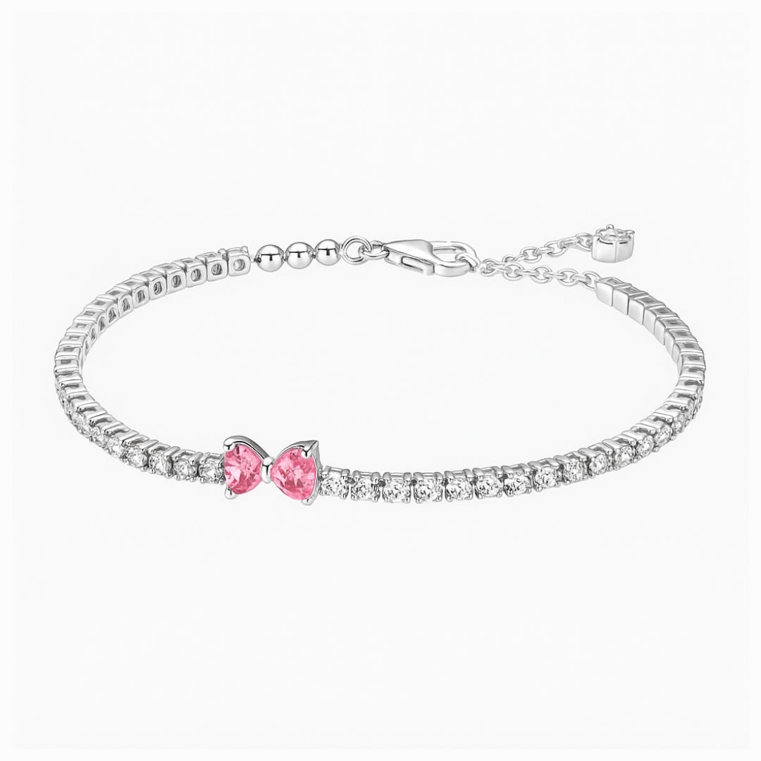 Set Pink Bow - colier ,bratara ,cercei - Argint 925