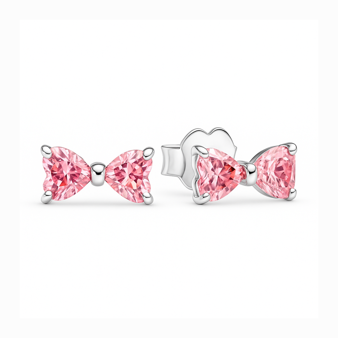 Set Pink Bow - colier ,bratara ,cercei - Argint 925